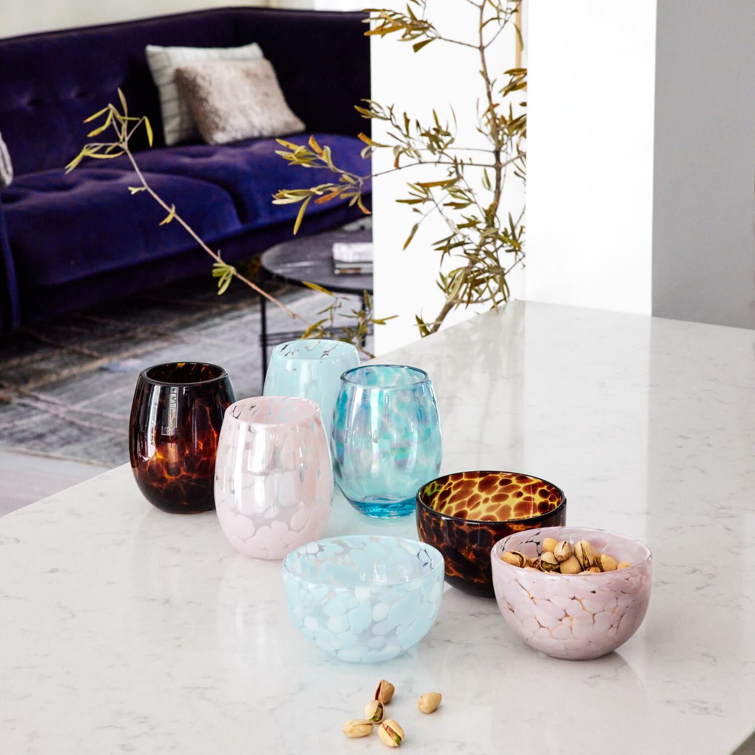 Vandglas - Clear/White + Light Blue